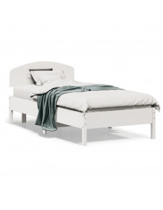 Giroletto con Testiera Bianco 90x190 cm Legno Massello di Pino 2