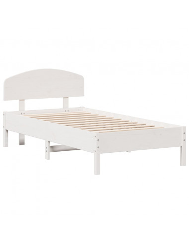 Giroletto con Testiera Bianco 90x190 cm Legno Massello di Pino