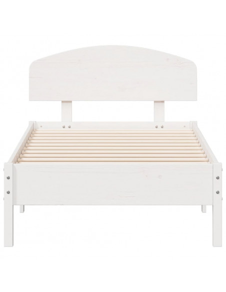 Giroletto con Testiera Bianco 90x190 cm Legno Massello di Pino