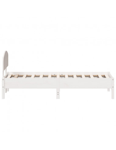 Giroletto con Testiera Bianco 90x190 cm Legno Massello di Pino