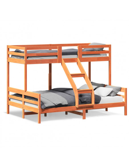 Letto a Castello 80x200/140x200 cm Marrone Cera Massello Pino