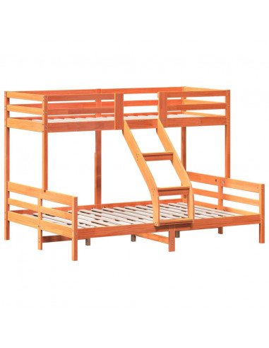 Letto a Castello 80x200/140x200 cm Marrone Cera Massello Pino