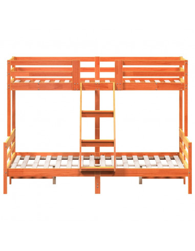 Letto a Castello 80x200/140x200 cm Marrone Cera Massello Pino