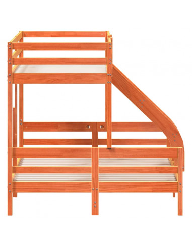 Letto a Castello 80x200/140x200 cm Marrone Cera Massello Pino