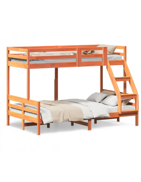 Letto a Castello 80x200/120x200 cm Marrone Cera Massello Pino