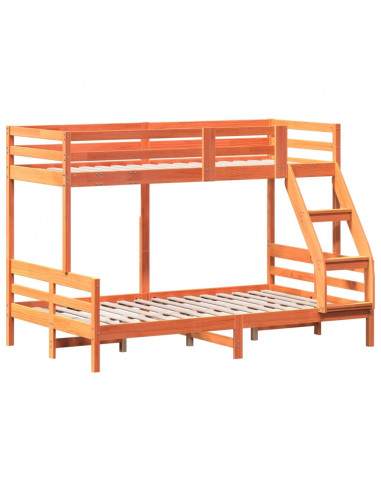 Letto a Castello 80x200/120x200 cm Marrone Cera Massello Pino