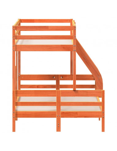 Letto a Castello 80x200/120x200 cm Marrone Cera Massello Pino