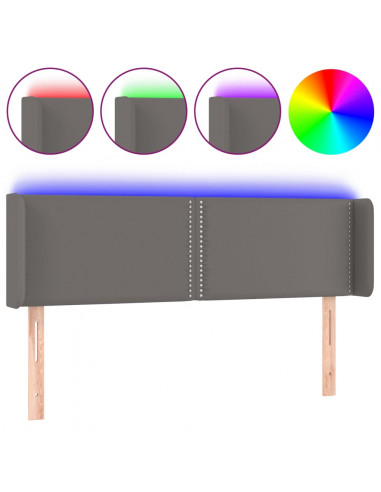 Testiera a LED Grigio 147x16x78/88 cm in Similpelle