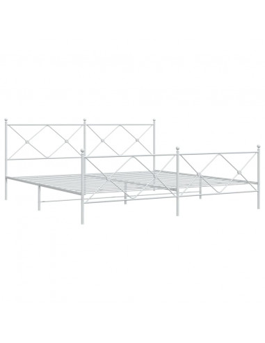 Giroletto con Testiera e Pediera Metallo Bianco 200x200 cm