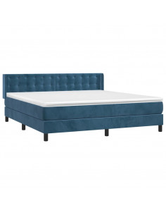 Giroletto a Molle con Materasso Blu Scuro 180x200 cm in Velluto 2