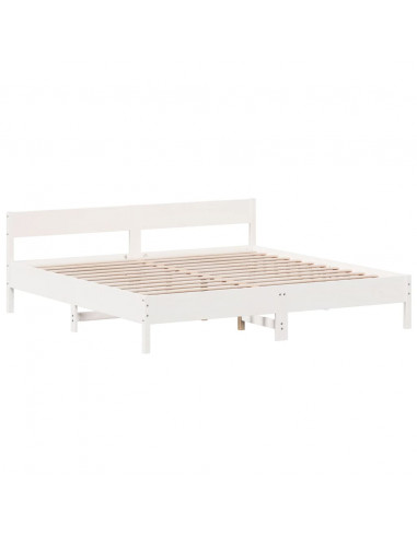 Giroletto con Testiera Bianco 200x200 cm Legno Massello di Pino