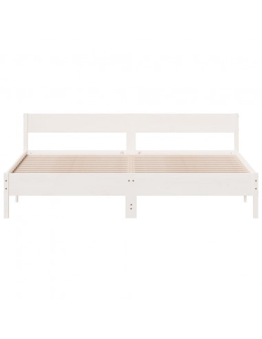 Giroletto con Testiera Bianco 200x200 cm Legno Massello di Pino