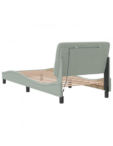 Giroletto con Luci LED Grigio Chiaro 80x200 cm in Velluto