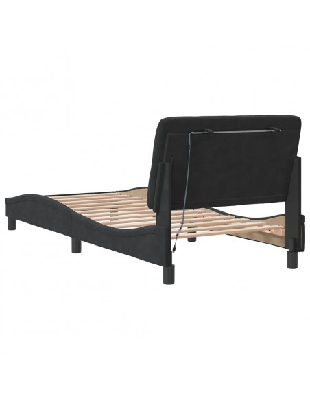 Giroletto con Luci LED Nero 90x190 cm in Velluto