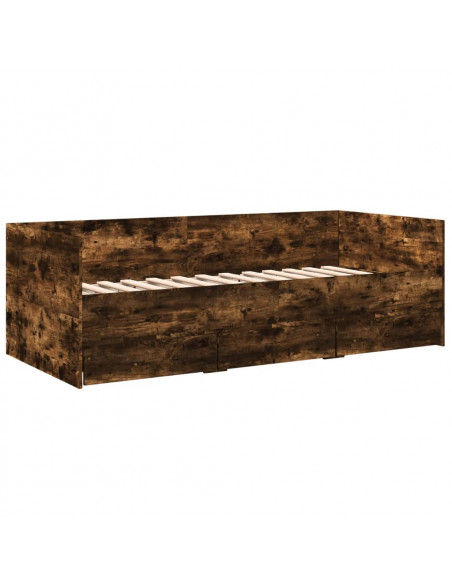 Divano Letto con Cassetti Rovere Fumo 90x200 cm Multistrato