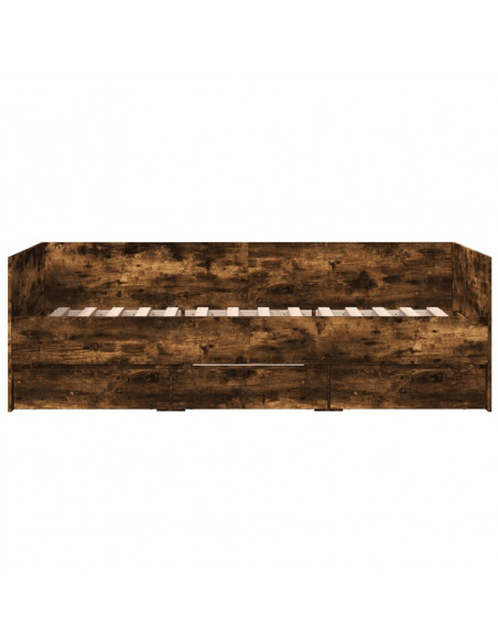 Divano Letto con Cassetti Rovere Fumo 90x200 cm Multistrato