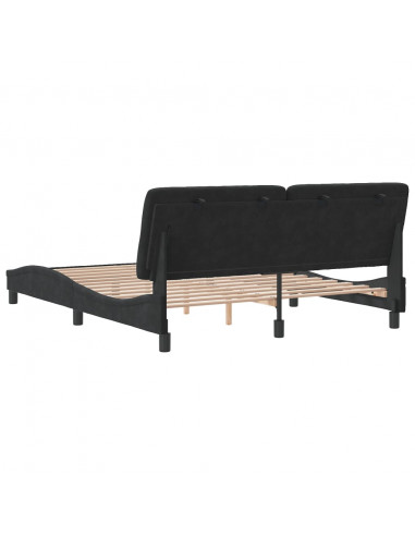 Giroletto con Testiera Nero 160x200 cm in Velluto