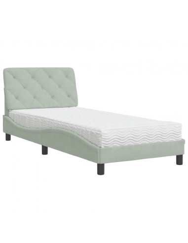 Letto con Materasso Grigio Chiaro 80x200 cm in Velluto