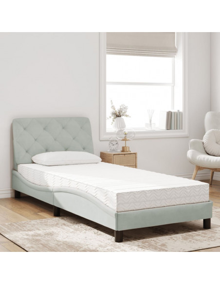 Letto con Materasso Grigio Chiaro 80x200 cm in Velluto