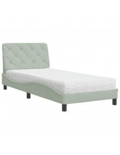 Letto con Materasso Grigio Chiaro 90x200 cm in Velluto 2