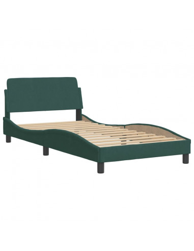 Letto con Materasso Verde Scuro 100x200 cm in Velluto