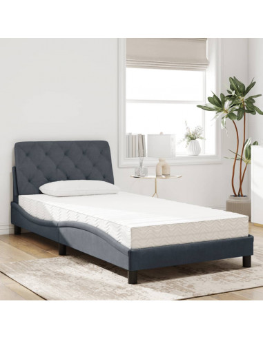 Letto con Materasso Grigio Scuro 100x200 cm in Velluto