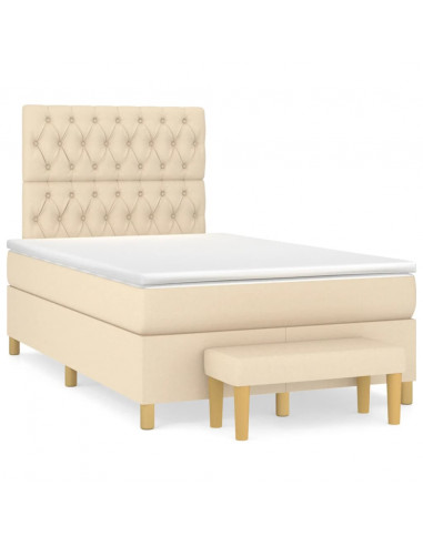 Giroletto a Molle con Materasso Crema 120x190 cm in Tessuto