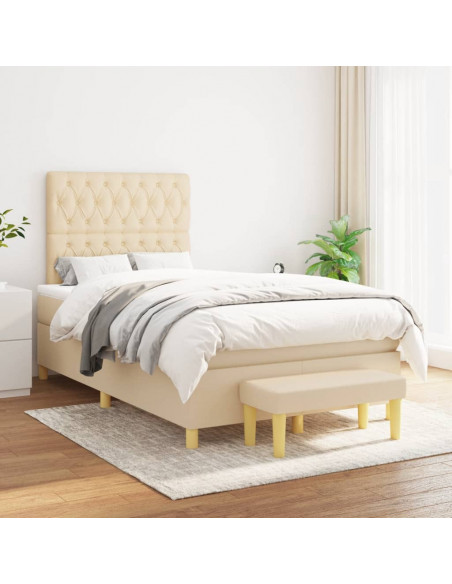 Giroletto a Molle con Materasso Crema 120x190 cm in Tessuto