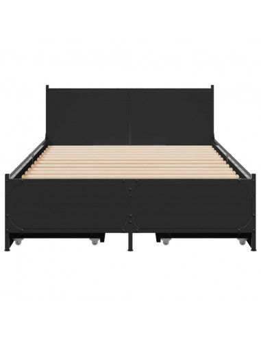 Giroletto con Cassetti Nero 90x190 cm in Legno Multistrato