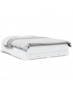 Giroletto con Cassetti Bianco 160x200 cm in Legno Multistrato 2