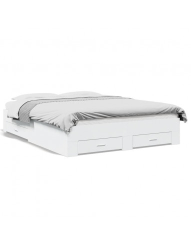 Giroletto con Cassetti Bianco 160x200 cm in Legno Multistrato