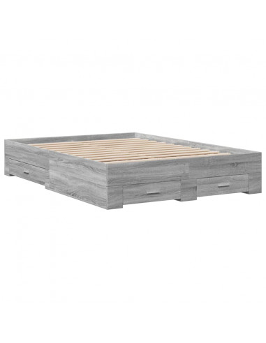 Giroletto Cassetti Grigio Sonoma 140x190 cm Legno Multistrato