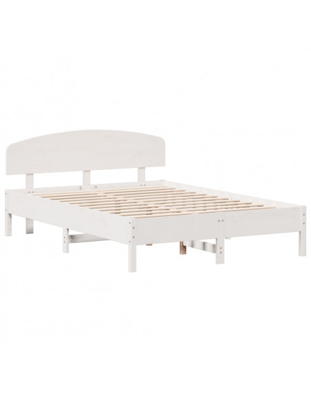 Giroletto con Testiera Bianco 120x200 cm Legno Massello di Pino