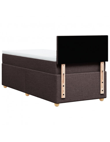Giroletto a Molle con Materasso Marrone Scuro 90x190cm Tessuto