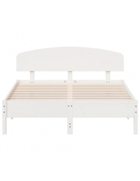 Giroletto con Testiera Bianco 120x200 cm Legno Massello di Pino