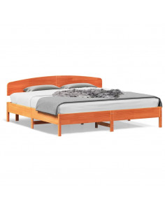 Giroletto con Testiera Marrone Cera 180x200 cm Massello Pino 2