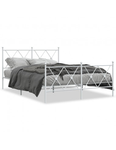 Giroletto con Testiera e Pediera Metallo Bianco 140x200 cm