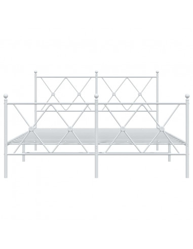 Giroletto con Testiera e Pediera Metallo Bianco 140x200 cm