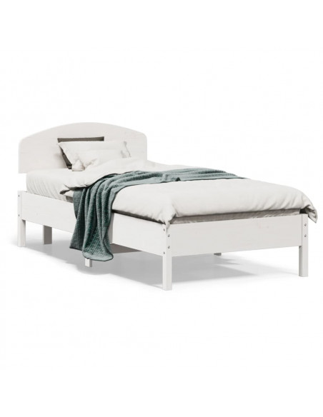 Giroletto con Testiera Bianco 75x190 cm Legno Massello di Pino