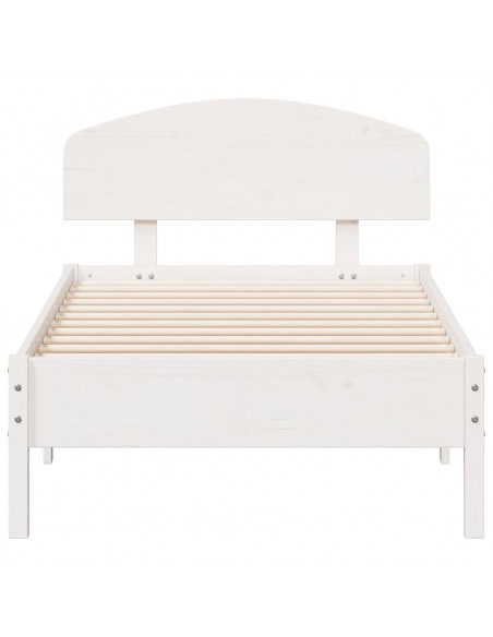 Giroletto con Testiera Bianco 75x190 cm Legno Massello di Pino