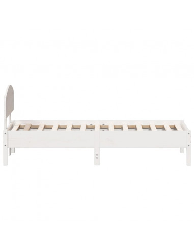 Giroletto con Testiera Bianco 75x190 cm Legno Massello di Pino