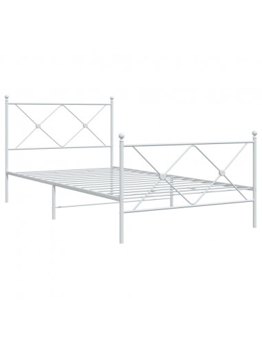 Giroletto con Testiera e Pediera Metallo Bianco 100x200 cm