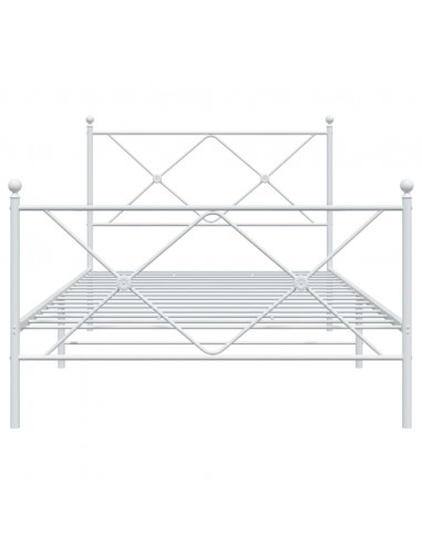 Giroletto con Testiera e Pediera Metallo Bianco 100x200 cm
