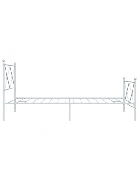 Giroletto con Testiera e Pediera Metallo Bianco 100x200 cm