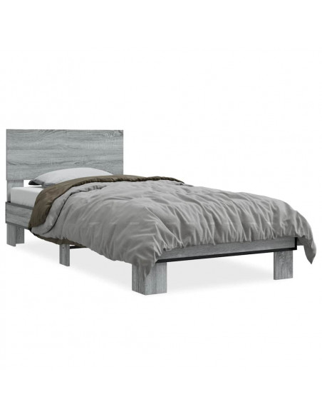 Giroletto Grigio Sonoma 90x200 cm Legno Multistrato e Metallo
