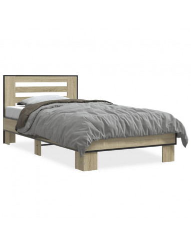 Giroletto Rovere Sonoma 90x190cm in Legno Multistrato e Metallo