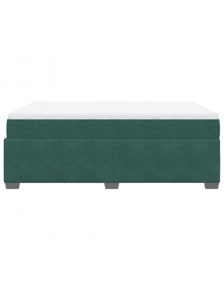 Giroletto a Molle con Materasso Verde Scuro 160x200 cm Velluto