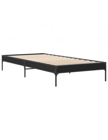 Giroletto Nero 90x200 cm in Legno Multistrato e Metallo