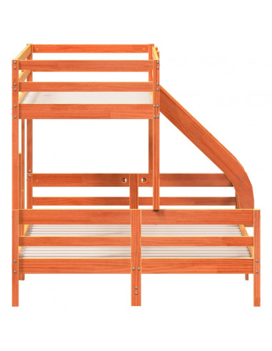 Letto a Castello 80x200/140x200 cm Marrone Cera Massello Pino