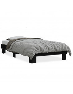 Giroletto Nero 90x190 cm in Legno Multistrato e Metallo 2